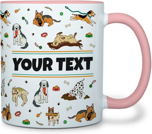 Personalized Mug for Kids - Dogs - Custom Name/Text, Ceramic Hot Chocolate/Cocoa/Coffee Cup for