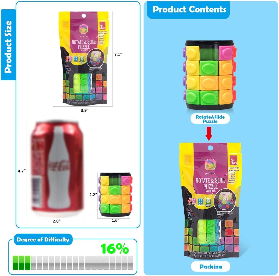 R.Y.TOYS Rotate and Slide Puzzle-Design Patent,Fidget Toys(Restore Order/Create Patterns) 8