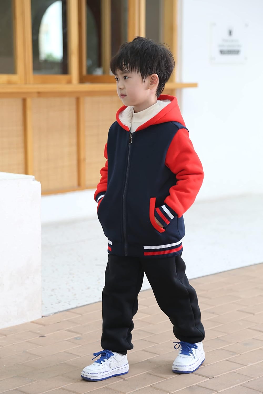Bumeex Kids Boy's Girl's Sherpa Fleece Lined Jacket Spring Fall Winter Zip up Sweatshirt Hoodie