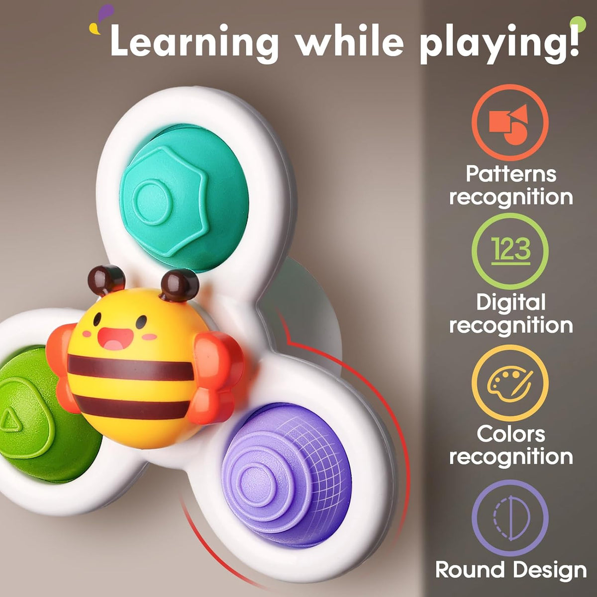 ALASOU 3PCS Pop Suction Cup Spinner Toys for 1 Year Old Boy Girl|Novelty Spinning Tops Toddler Toys