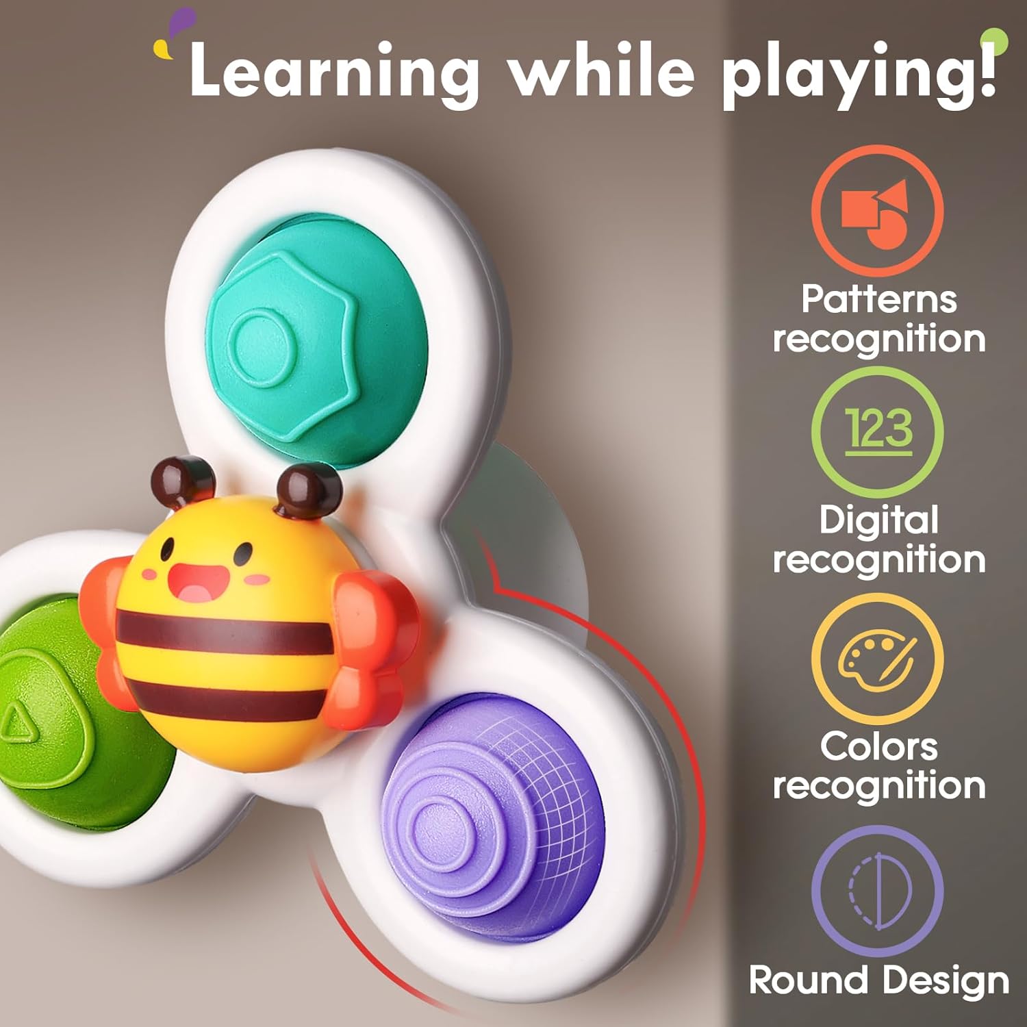 ALASOU 3PCS Pop Suction Cup Spinner Toys for 1 Year Old Boy Girl|Novelty Spinning Tops Toddler Toys