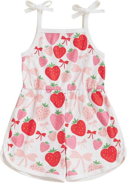 WZTYYDS Toddler Baby Girl Summer Clothes Floral Romper Tie-Up Strap Halter Jumpsuit Infant Summer
