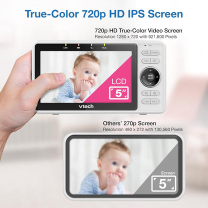 VTech Upgraded Smart WiFi Baby Monitor, 1080p FHD Camera and 5" HD IPS Display, Free App with
