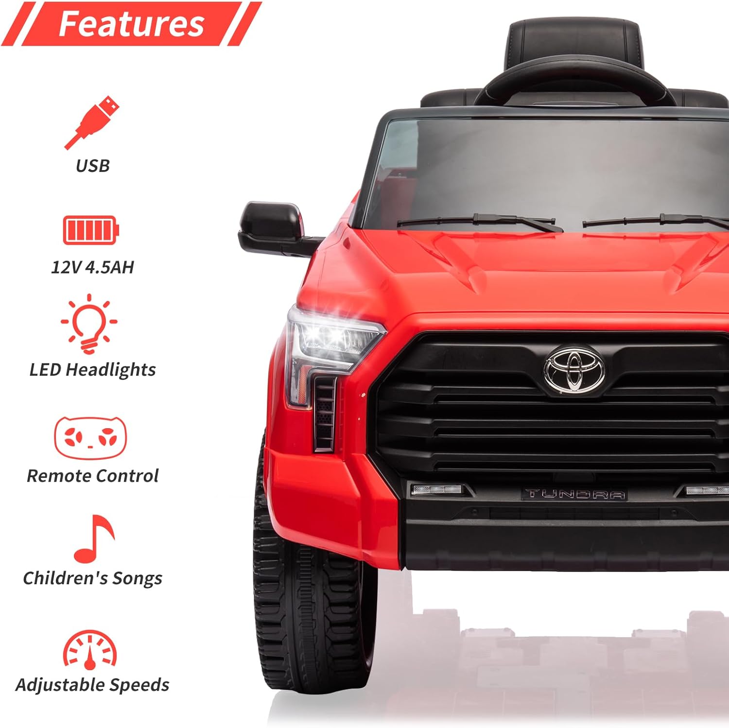 Electric Car for Kids, Licensed Toyota Tundra 12V Electric Truck, Off-Road Kids Car w/Remote