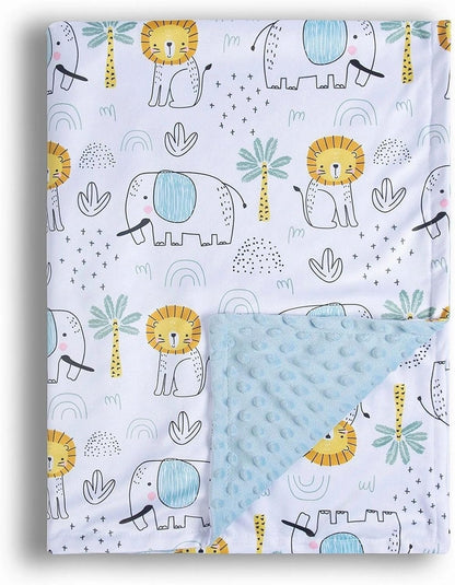 Baby Blanket for Boys Girls Soft Minky with Double Layer Dotted Backing, Cartoon Printed 30 x 40