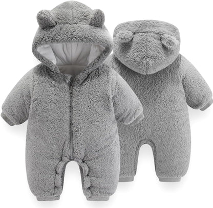 UVIPC Baby Newborn Bear Outfit Fleece Snowsuit Winter Clothes Hooded Jumpsuit Romper for Baby boy