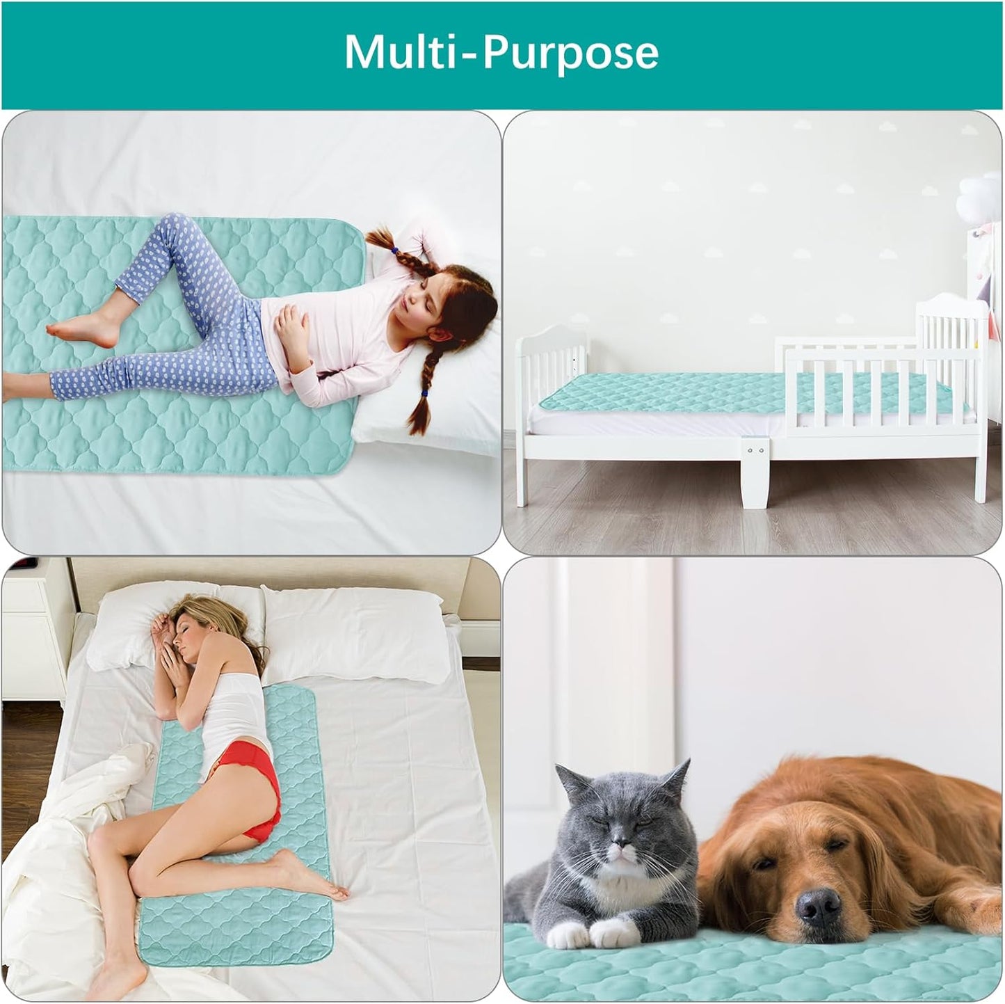 Waterproof Crib Mattress Protector Pad Cover 28" x 52", Anti Slip & Absorbent Waterproof Bed Pads