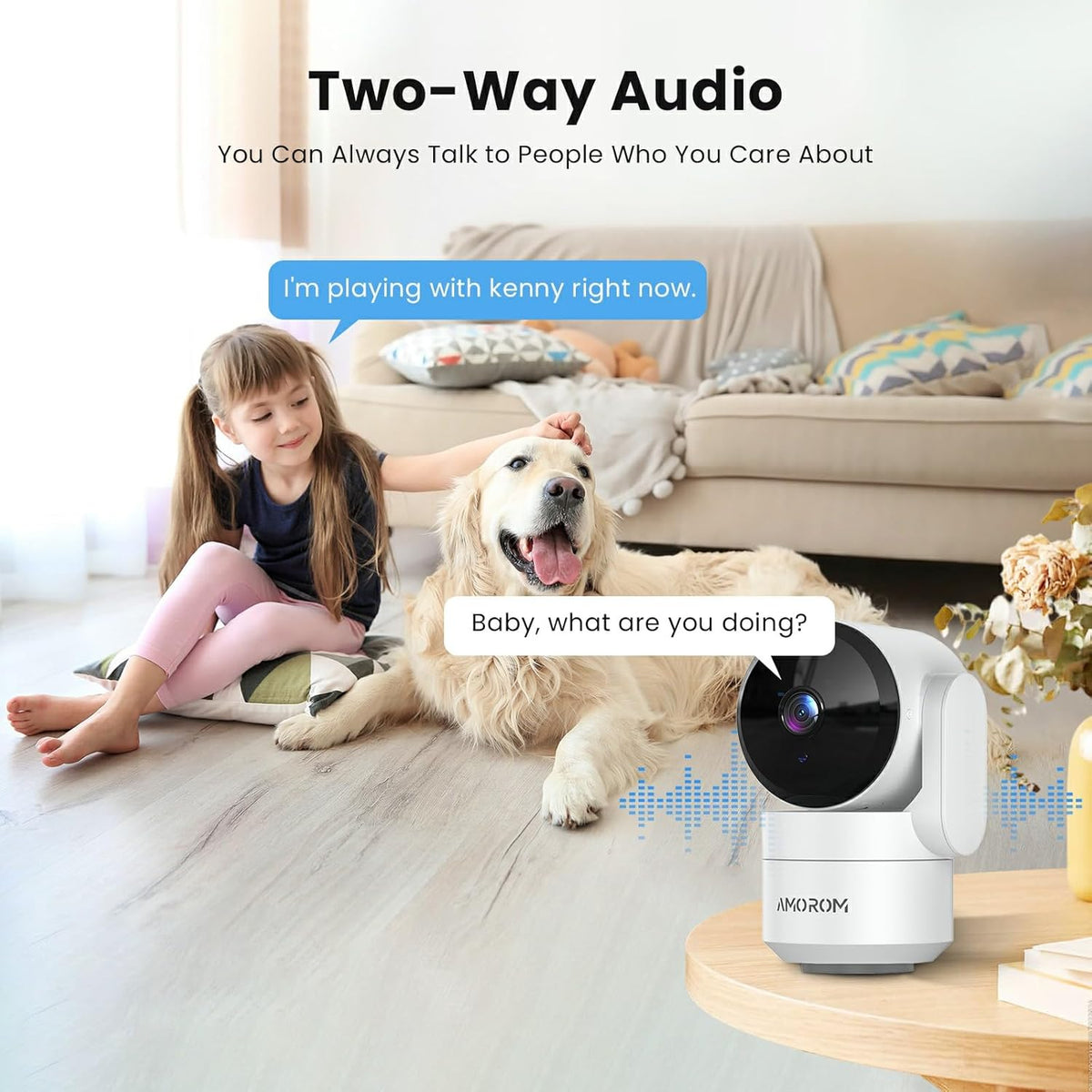 Indoor Security Camera 360° with Pan/Tilt, Pet Dog Baby Monitor, 1080P HD Night Vision, Motion
