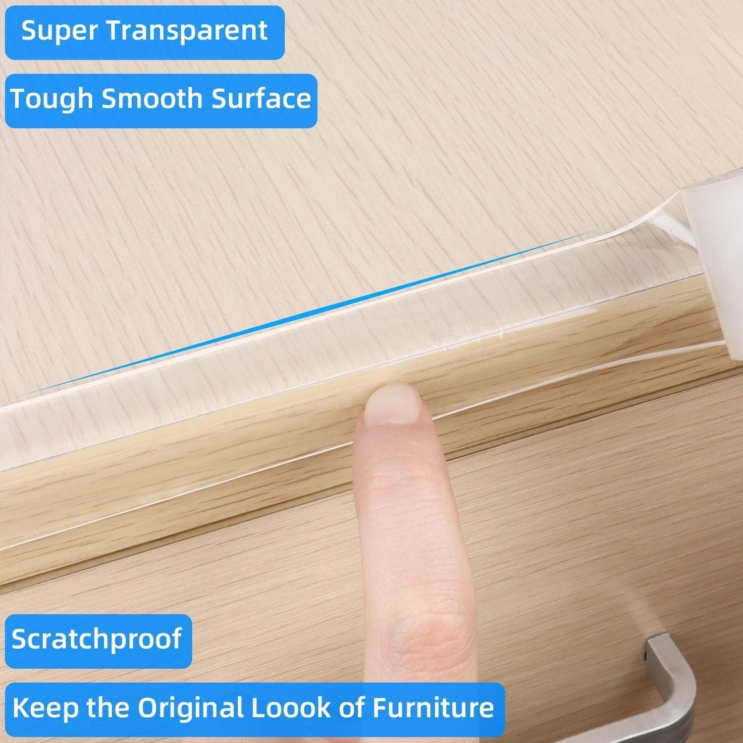 2Pack Clear Edge Protector Strip, 0.8in x 3.28FT(6.56FT Total), Sharp Edge Wrap Cover Tape, Self