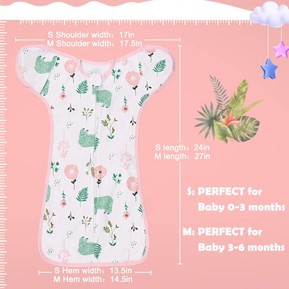2 Pack Transition Swaddle with 2 Way Zipper, 2 in 1 Arms in/Out Transitional Arms Up Swaddle, 100%