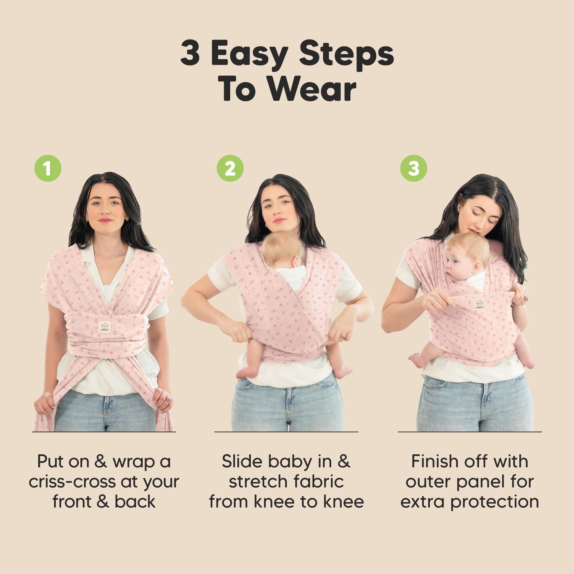 KeaBabies Baby Wrap Carrier, All in 1 Original Baby Carrier (Pink Daisies)