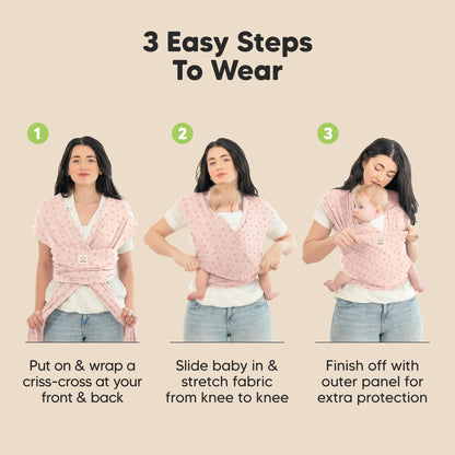 KeaBabies Baby Wrap Carrier, All in 1 Original Baby Carrier (Pink Daisies)