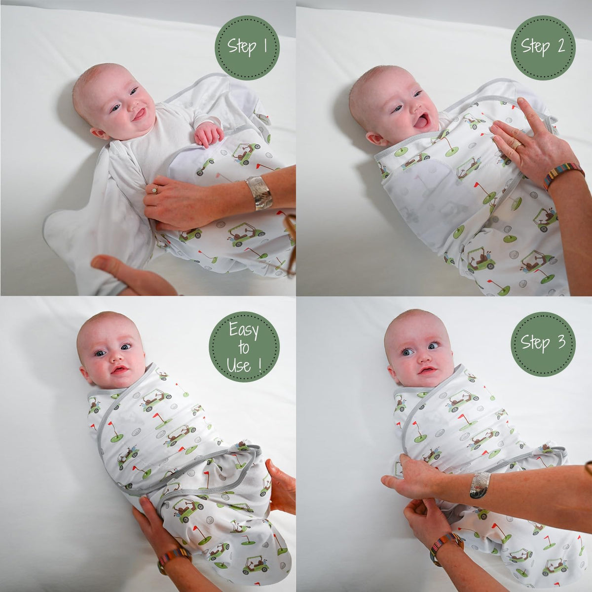 LollyBanks 100% Organic Cotton Baby Boy Essentials Swaddles 3-6 Months, Newborn Swaddle with Easy