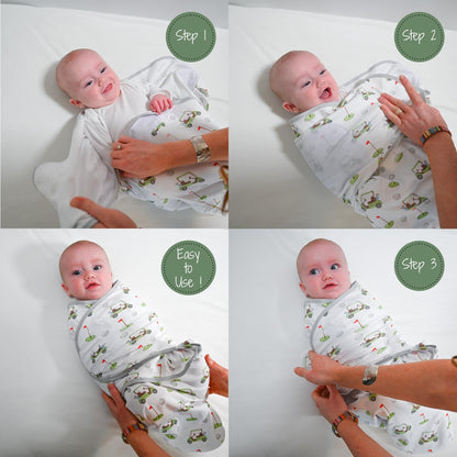 LollyBanks 100% Organic Cotton Baby Boy Essentials Swaddles 3-6 Months, Newborn Swaddle with Easy