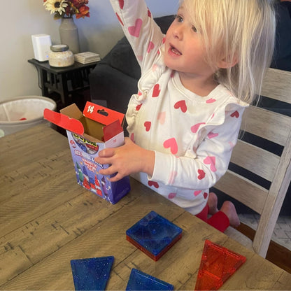 CreateOn Crayola Red, White & Blue Magnetic Tiles 14pc, Building Set for Kids, Magnetic Toy, Travel