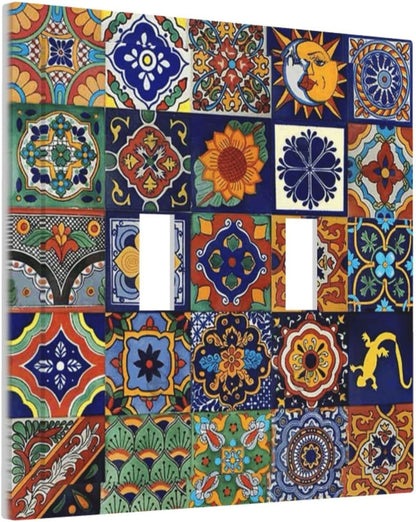Talavera Mexican Tiles Traditional Color Decoration Print Decorative Switch Plates 2 Gang Double