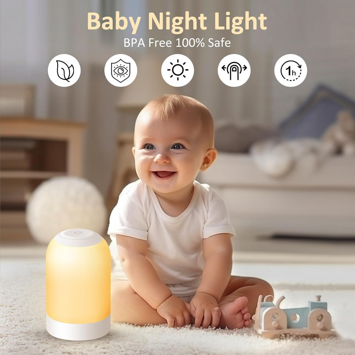 Bedside Touch Night Light, Baby Nursery Nightlight for Kids Adults, Egg Light with Timer, Dimmable