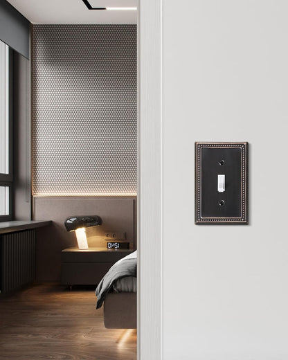 4-Pack Single Toggle Light Switch Cover Plate, Pearls Decorative Switch Plate Covers, Aged Bronze 1