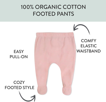 HonestBaby 3-pack Footed Pants Roomy Fit Pull on Bottoms 100% Organic Cotton for Infant Baby Boys