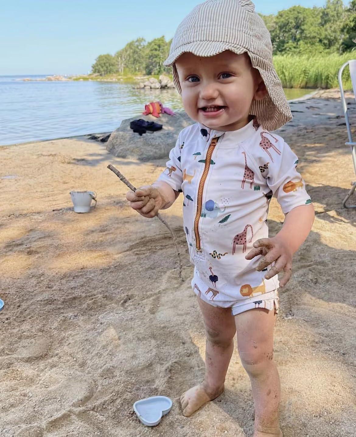 Boys One Piece Swimsuit Whale Dolphin Bathing Suit Zipper Rash Guard Kid Short Sleeve Swimwear