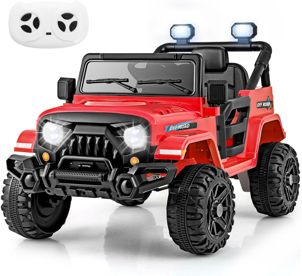 Costzon 12V Kids Ride on Truck Car, Electric Vehicle w/Remote Control, Threaded Wheels, 3 Speeds