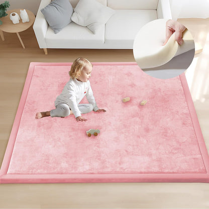 ACOMOPACK Baby Play Mat for Floor 1.3" Thick Memory Foam 50x50 Soft Velvet Playpen Mat for