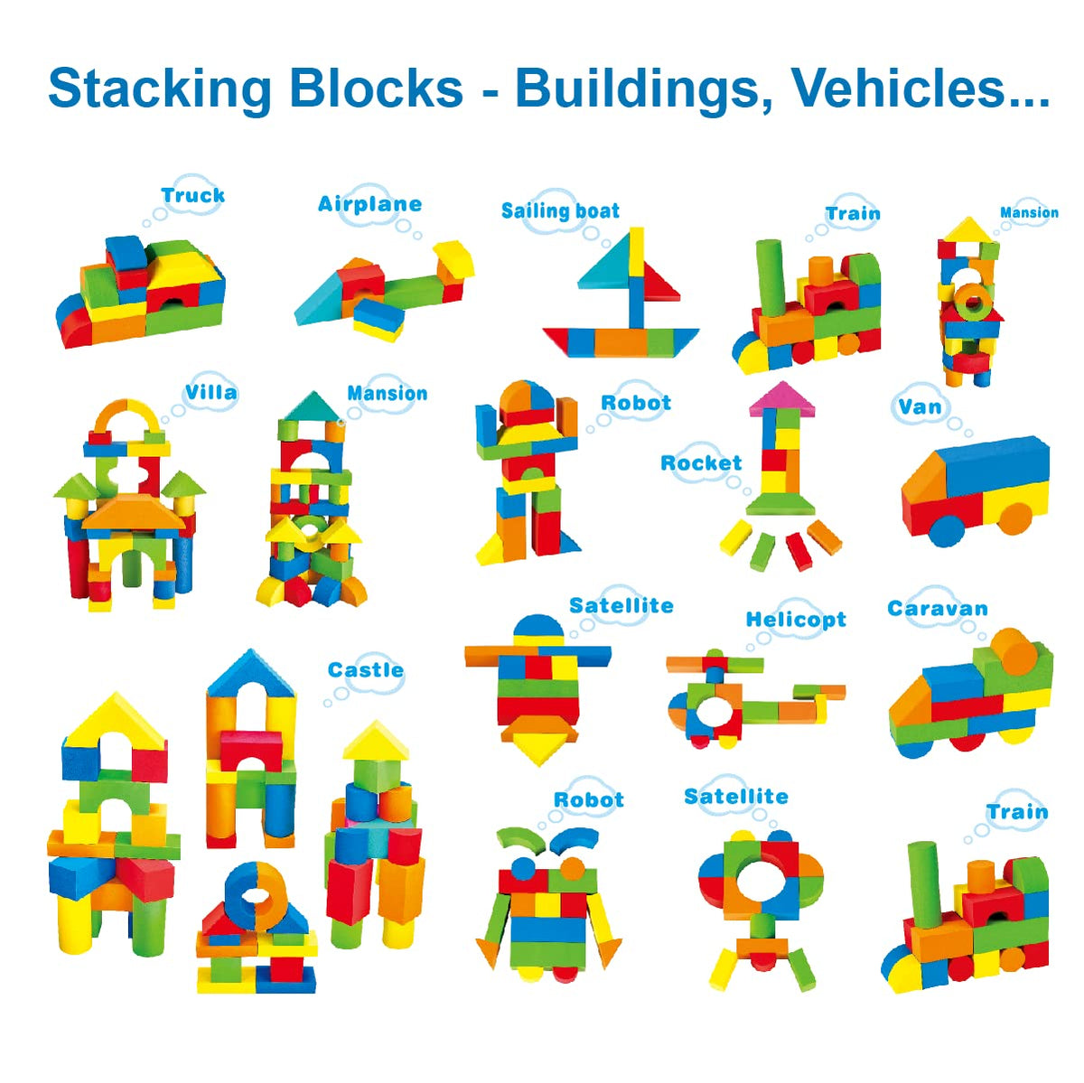 Pairez Toys Foam Building Blocks for Toddlers 2-4, 41 Pieces EVA Soft Stacking Blocks, Baby Bath