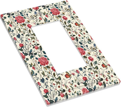 Decorative Outlet Covers Vintage Flowers Rose Leaf Bird Butterfly 1 Gang Single Rocker Light Switch