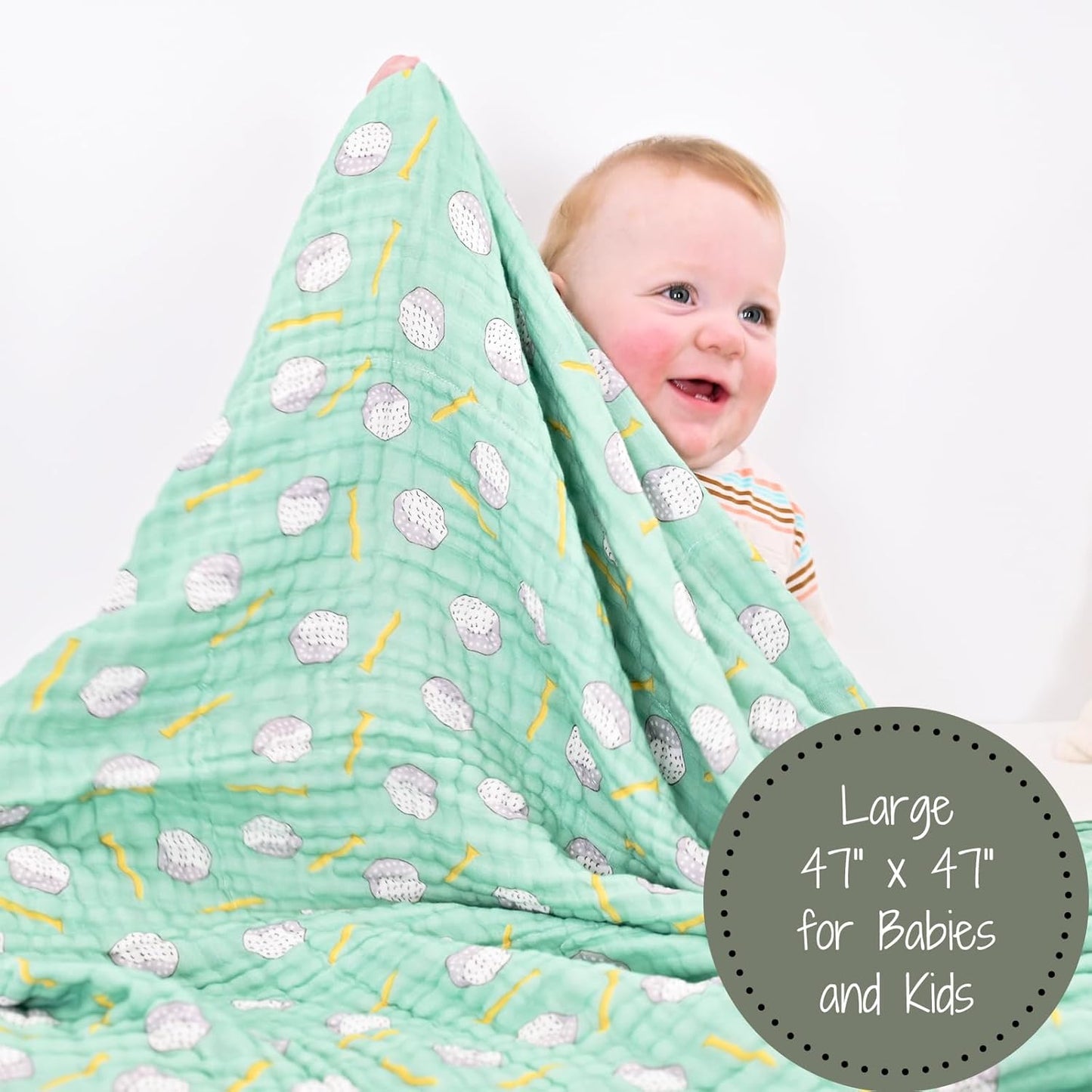 LollyBanks Muslin Baby Blanket 100% Organic Cotton, Muslin Quilt Lightweight, Toddler Blanket for