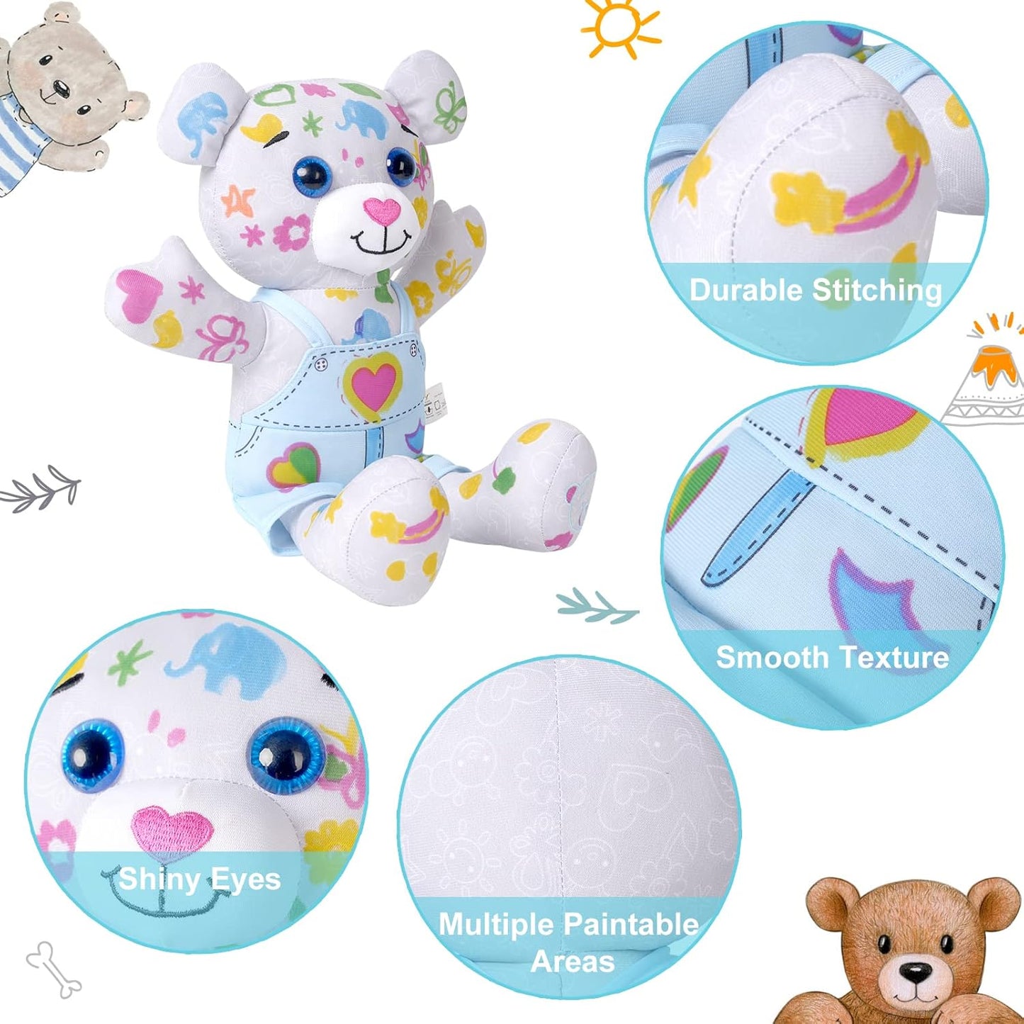 Coloring Plush Toy with 5 Washable Markers for Little Girls Doodle Dolls for Kids Ages 4-6 Birthday