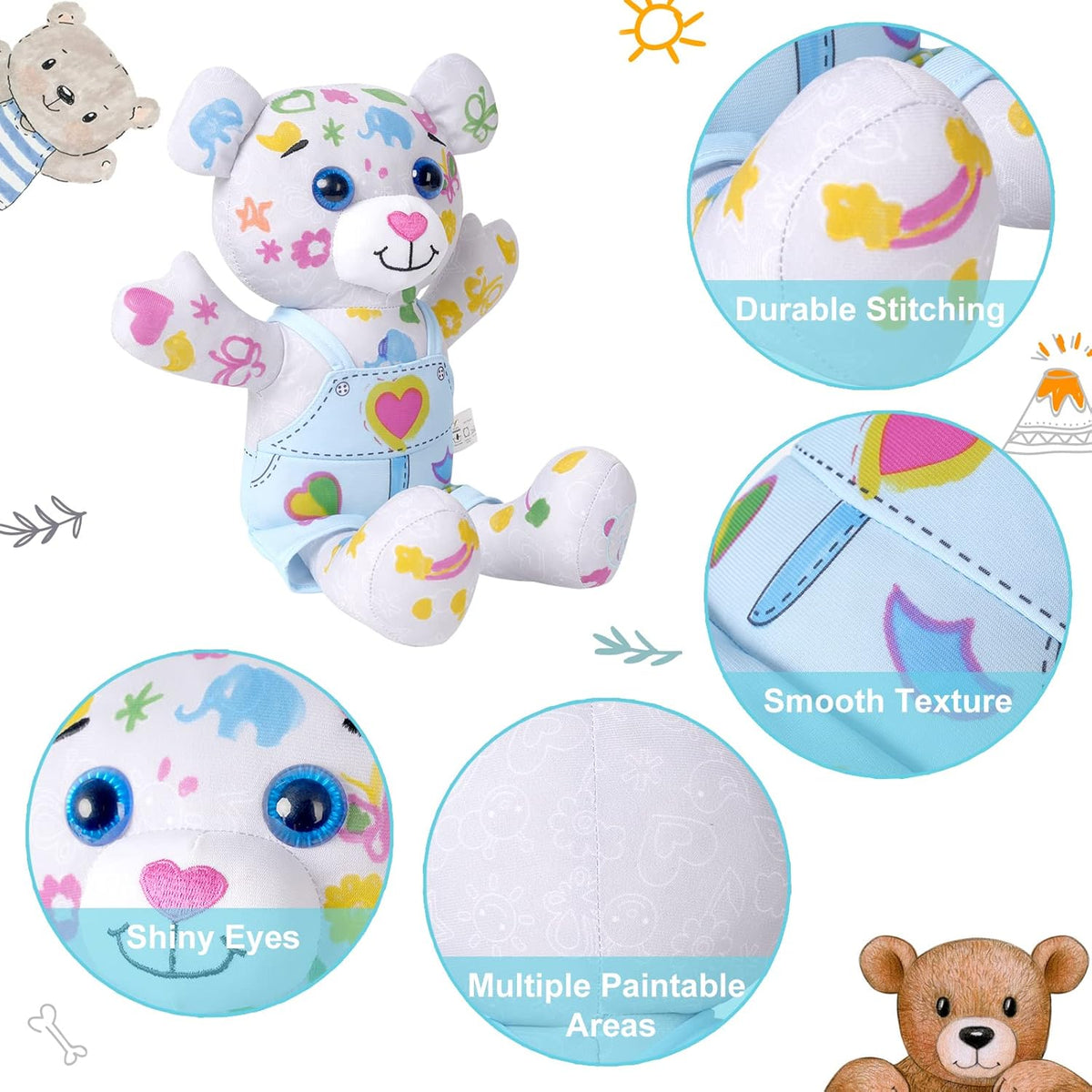 Coloring Plush Toy with 5 Washable Markers for Little Girls Doodle Dolls for Kids Ages 4-6 Birthday