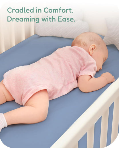 Baby Crib Sheets Boy Girl for Standard Crib Mattress - Dinosaur+Blue, Soft and Stretchy, Snug and