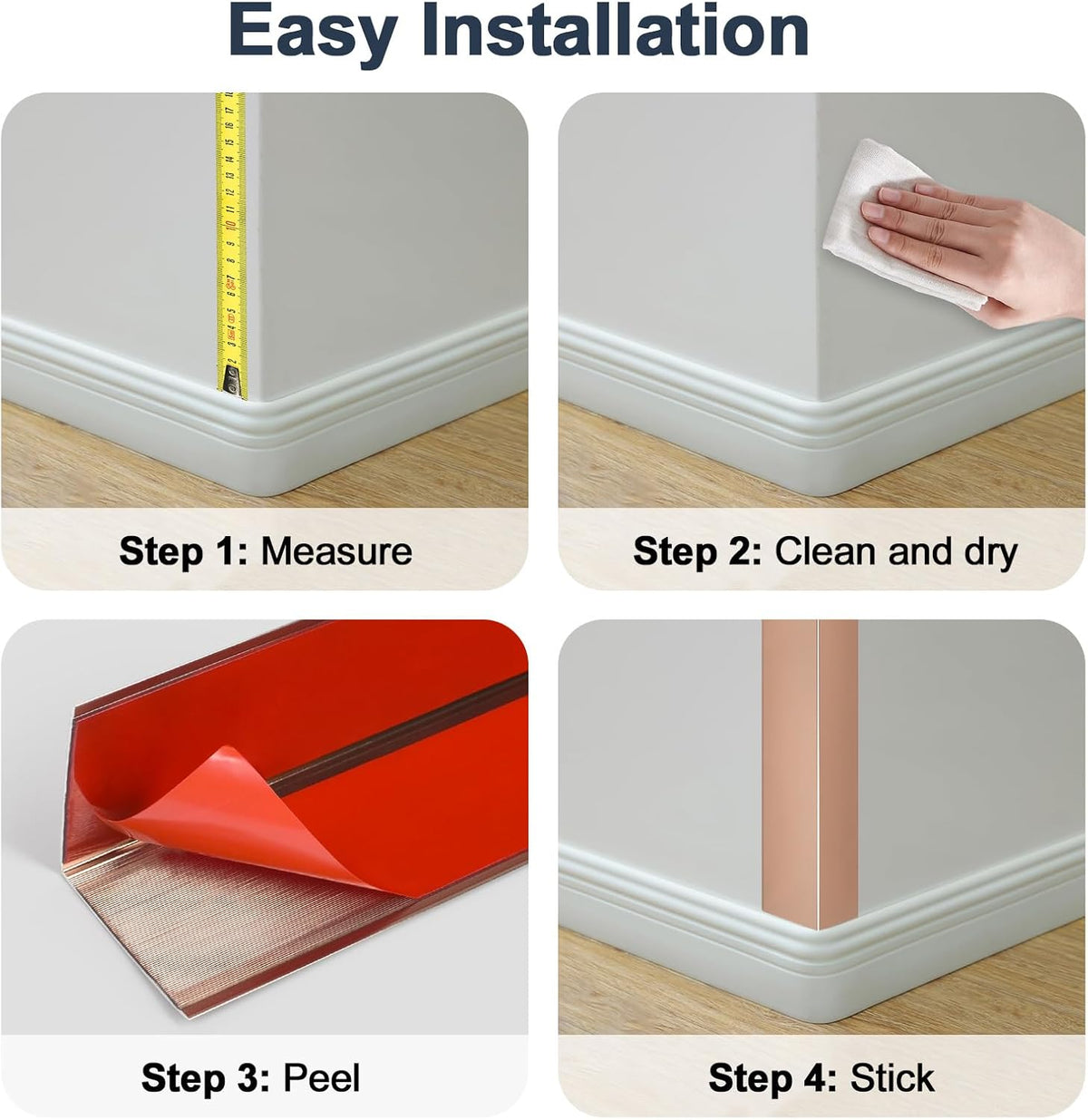 4PCS 45" Aluminum Metal Corner Protectors, Self Adhesive Corner Guards, Metal Wall Edge Protector