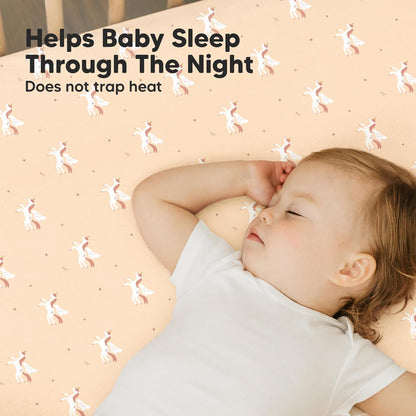 2-Pack Mini Crib Sheets Fitted - 38x26 Pack N Play Sheets for Pack and Play Mattress, Organic