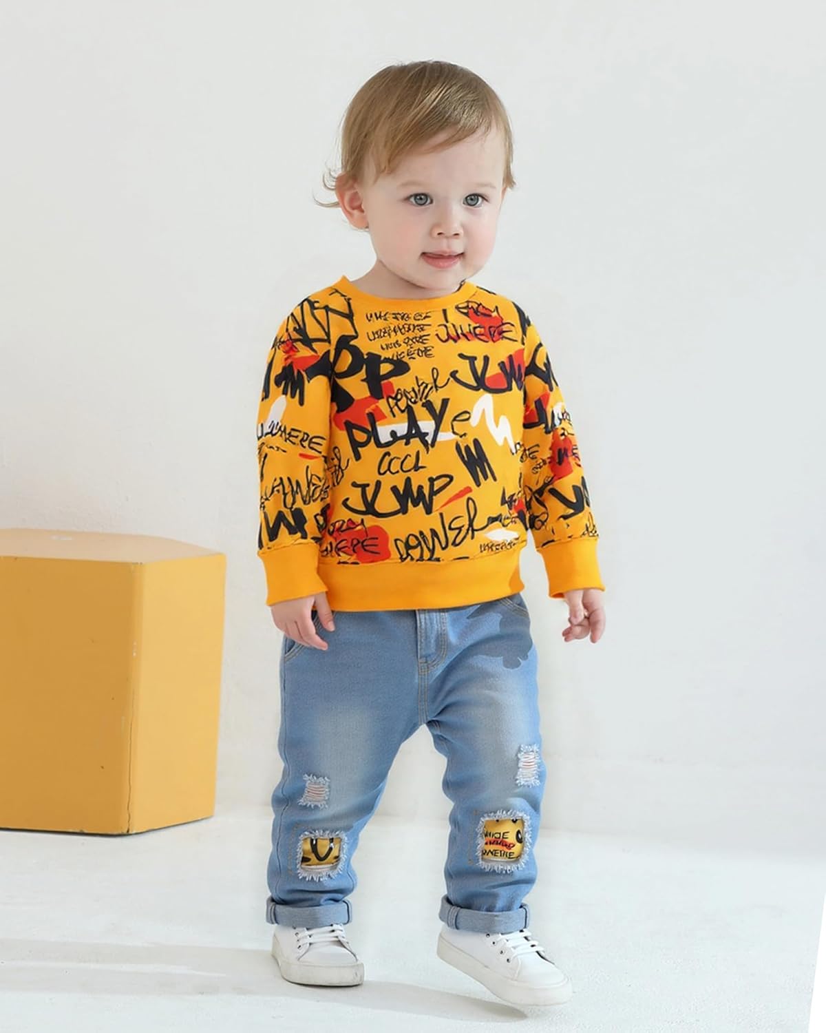 Toddler Baby Boy Outfits Fall Winter Clothes Color Block Long Sleeve Sweatshirt Tops + Jogger Pants