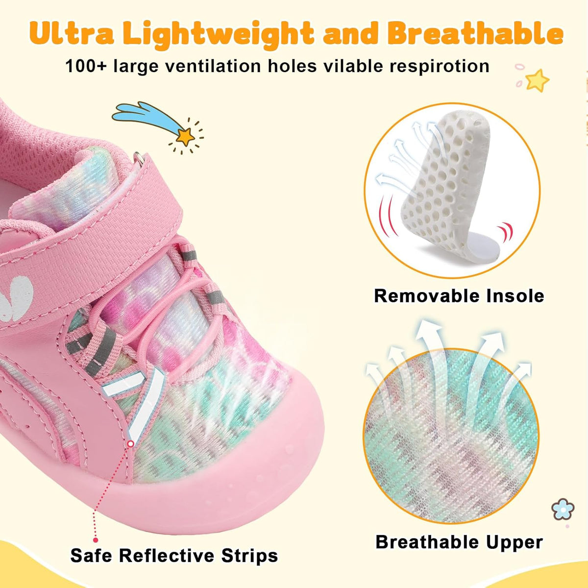 FEETCITY Wide Baby Shoes Boys Girls Baby Barefoot Shoes Breathable Infant Walking Shoe Crib Sock