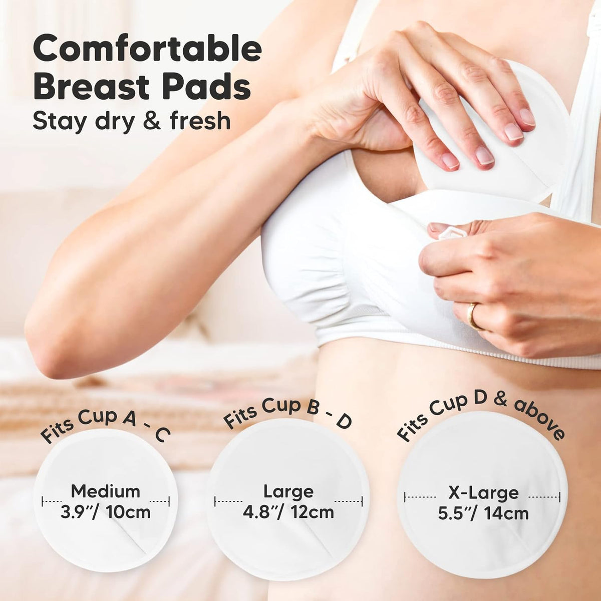 Organic Nursing Pads - 8 Washable Viscose Derived from Bamboo Breastfeeding Pads, Wash Bag