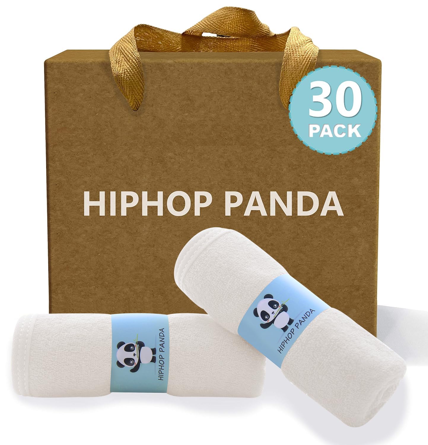 HIPHOP PANDA Baby Washcloths, Rayon Made from Bamboo - 2 Layer Ultra Soft Absorbent Newborn Bath