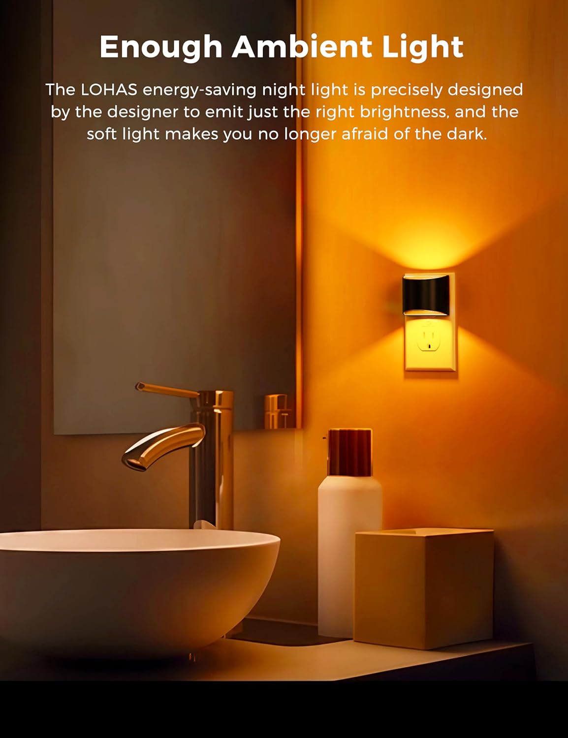 L LOHAS LED Night Light 2 Pack, Night Lights Plug into Wall, Dusk to Dawn Sensor Nightlight, 3