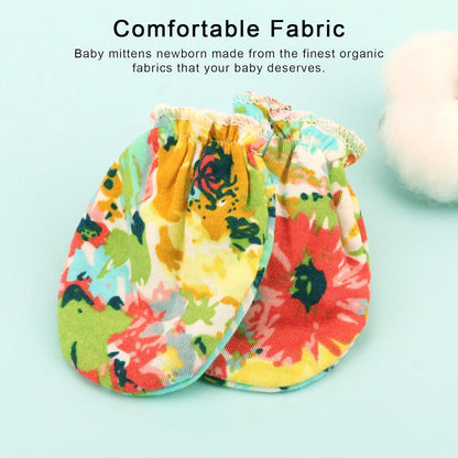 BQUBO Newborn Infant Toddler Mittens No Scratch Cotton Elastic Wrist Gloves Hypoallergenic for 0-6
