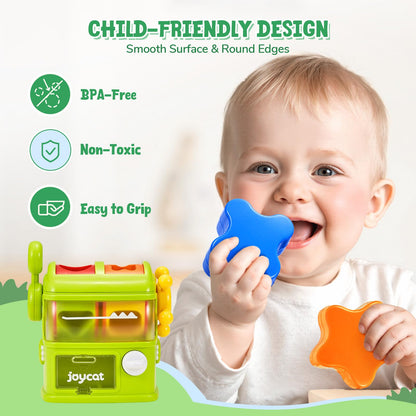 JoyCat Monster Eating The Shapes, Interactive Shape Sorter Toy for Toddlers 1-3, with 6 Rattle