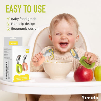 Toddler Utensils - Baby Forks and Spoons Set - Kids Stainless Steel Silverware - Children Safe