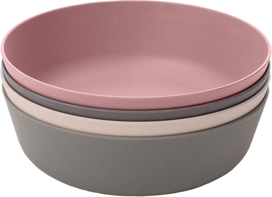 WeeSprout Bamboo Kids Bowls, Set of Four 15 oz Kid-Sized Dinnerware, Cereal, Leftovers & Snack