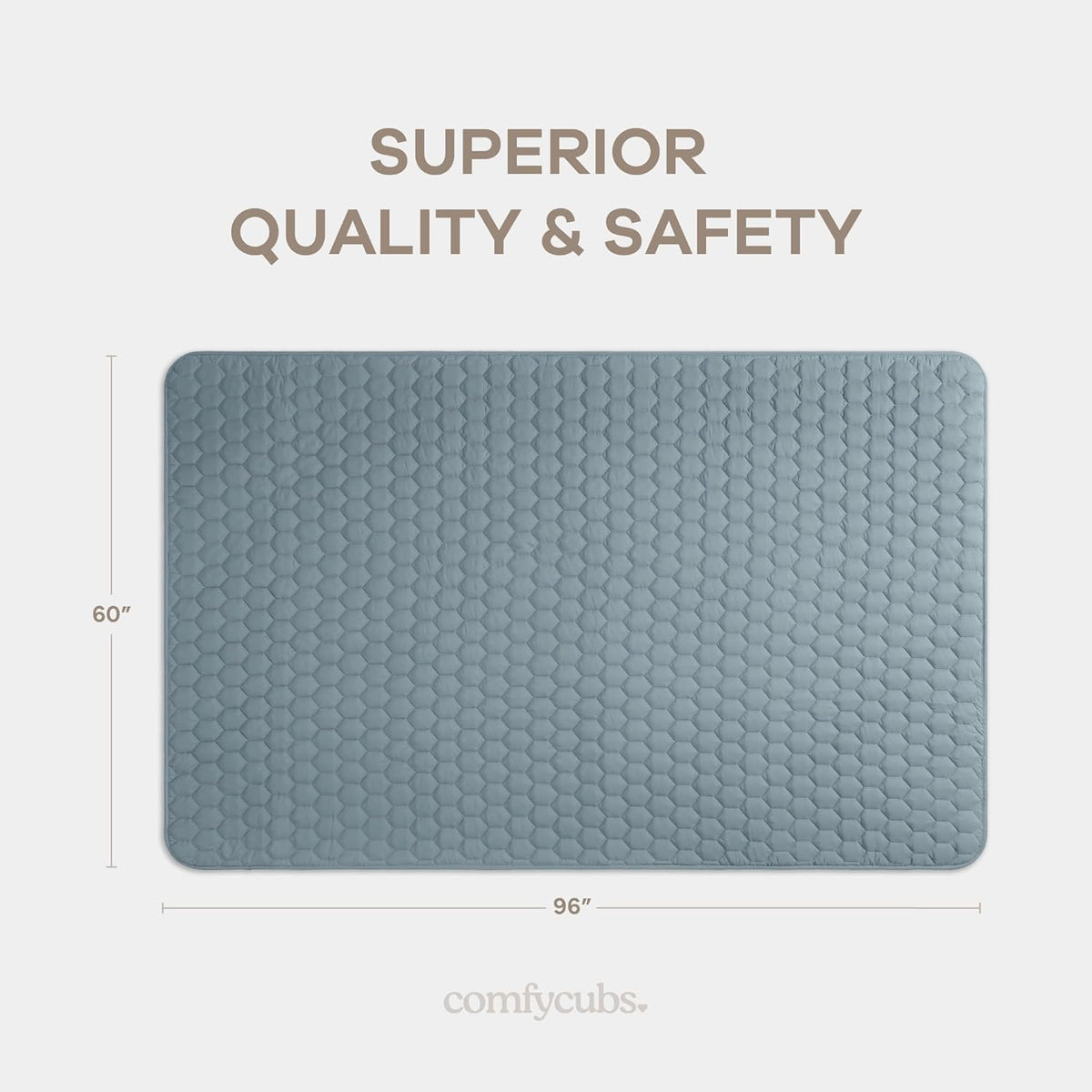 Comfy Cubs Rectangle Kids Play Mat - Large 60 x 96 inches Soft Quilted Baby Floor Mat with Non-Slip