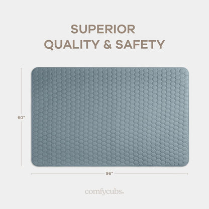 Comfy Cubs Rectangle Kids Play Mat - Large 60 x 96 inches Soft Quilted Baby Floor Mat with Non-Slip