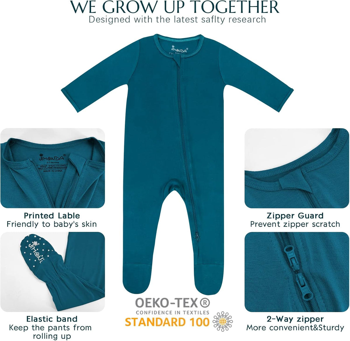 Jimonda Baby Boy Romper 4-Pack - Bamboo Zip-Up Pajamas for 0-24 Months,Unisex Footed