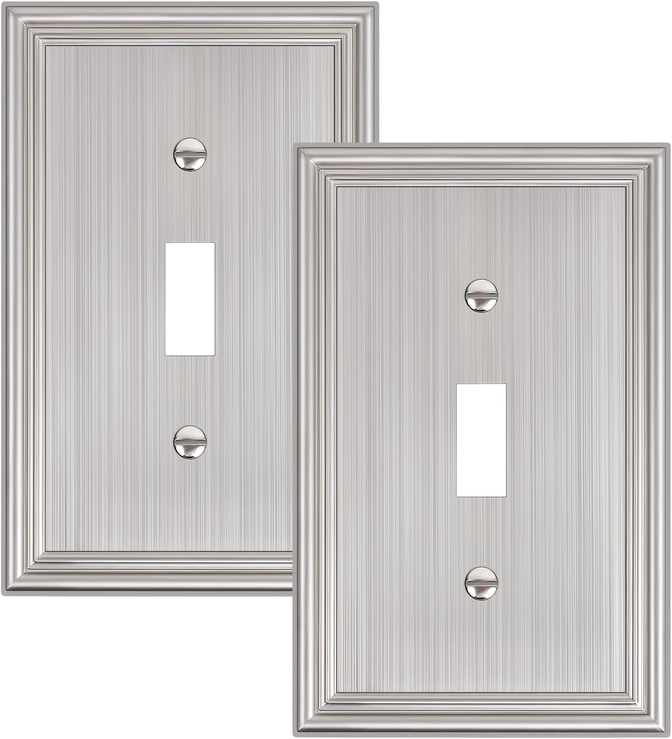 2-Pack Single Toggle Light Switch Cover Plate, Durable Solid Zinc Alloy Decorative Switch Plate