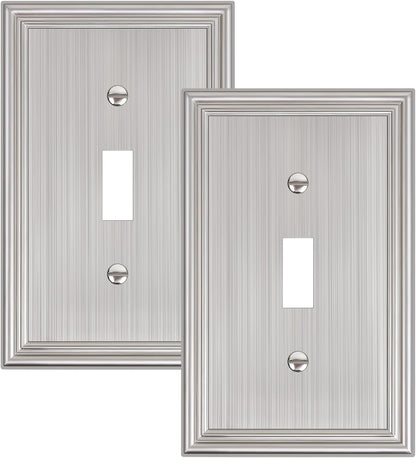 2-Pack Single Toggle Light Switch Cover Plate, Durable Solid Zinc Alloy Decorative Switch Plate
