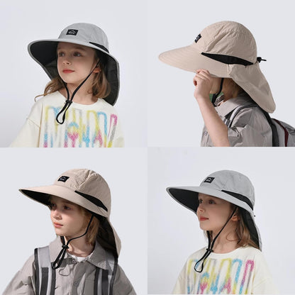 Outdoor Kids Sun Hat with Neck Flap UPF 50+ Quick Dry Beach Hats for Baby Boys Girls Age 2-12 Years