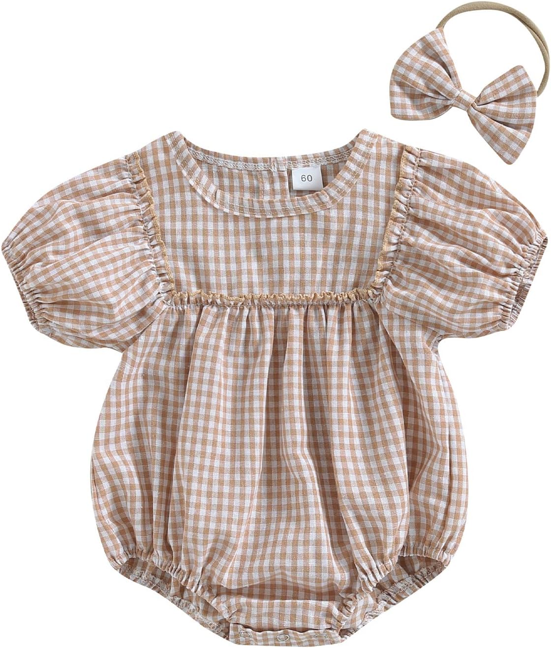 Douhoow Infant Baby Girl Plaid Romper Baby Sweatshirt Romper Ruffle Festival Clothes Fall Winter